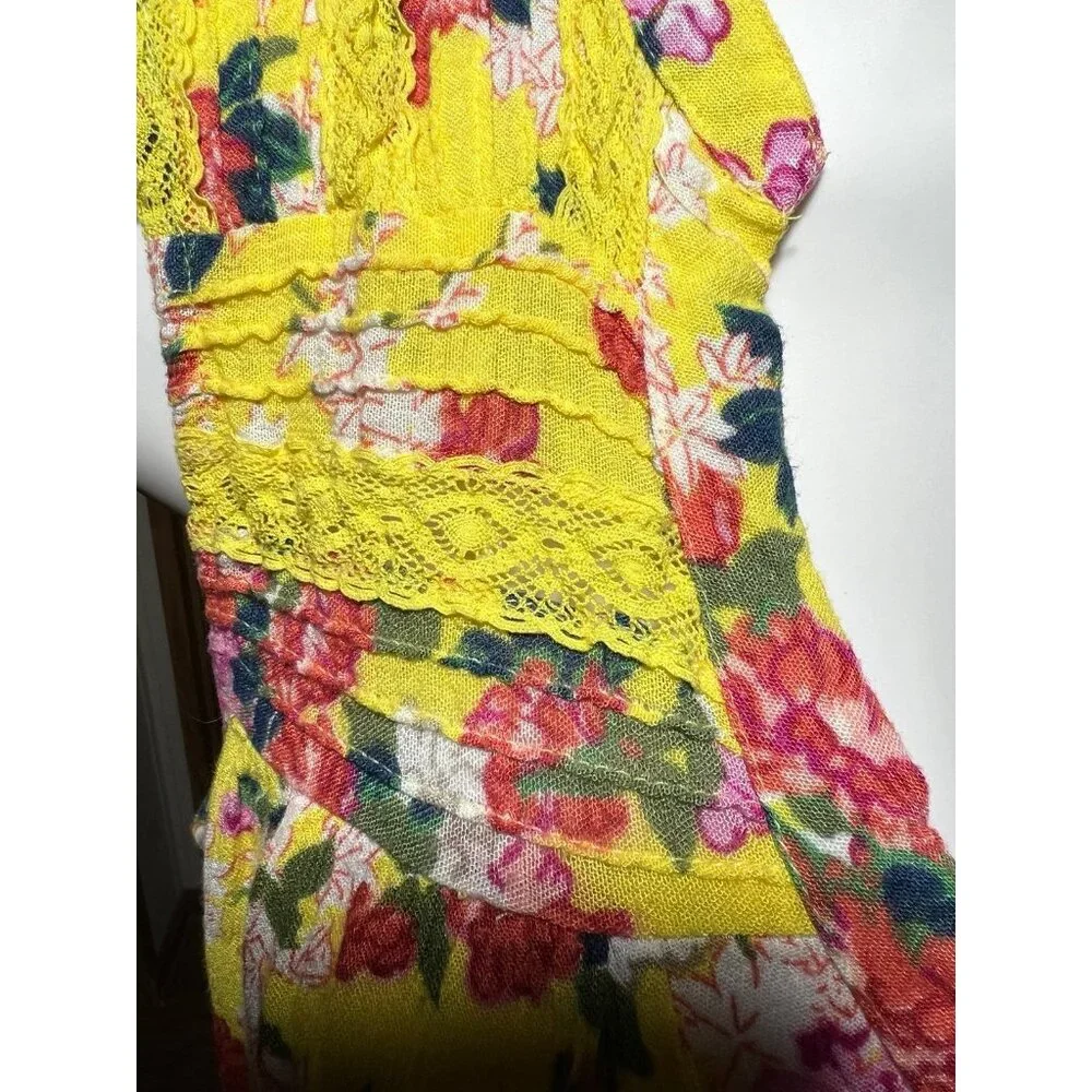 Meadow Rue by Anthropologie Yellow Floral Button Down Tank Top size 6 - Picture 4 of 5